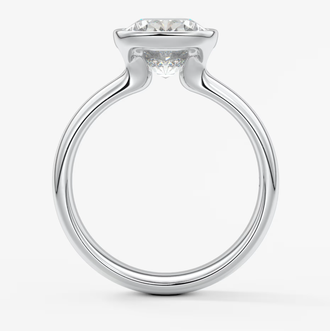 Véda Grande Elongated Cushion Bezel Engagement Ring – Lab Diamond or Moissanite