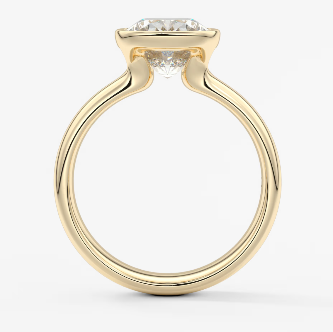 Véda Grande Elongated Cushion Bezel Engagement Ring – Lab Diamond or Moissanite