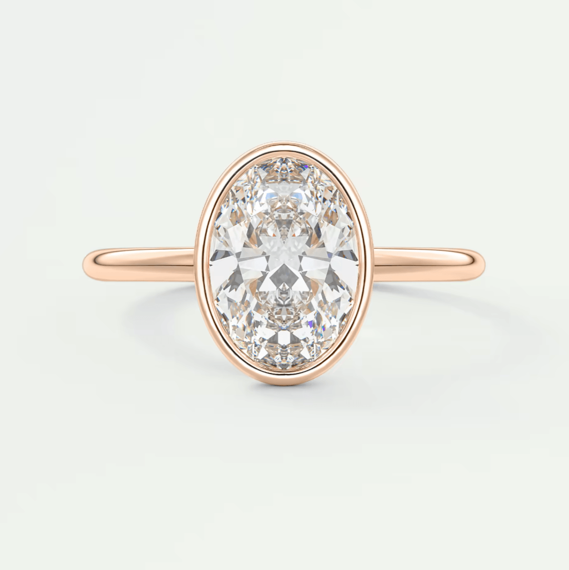 Véda Oval Bezel Ring – Lab Diamond or Moissanite