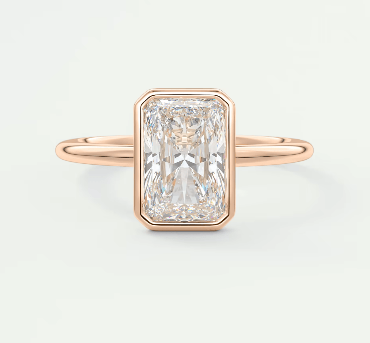 Véda Radiant Bezel Engagement Ring – Lab Diamond or Moissanite