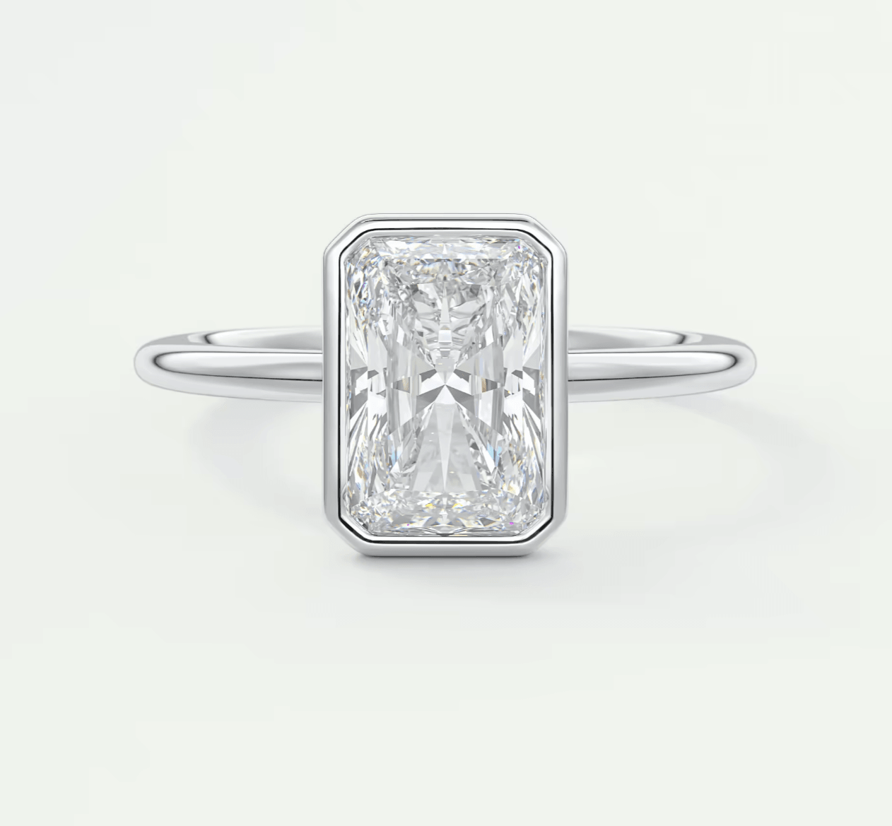 Véda Radiant Bezel Engagement Ring – Lab Diamond or Moissanite
