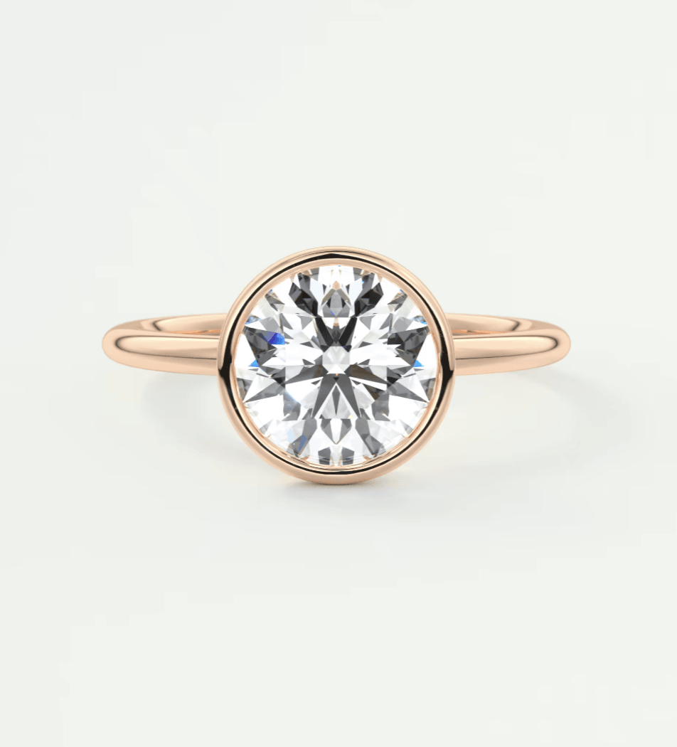 Véda Round Bezel Ring – Lab Diamond or Moissanite