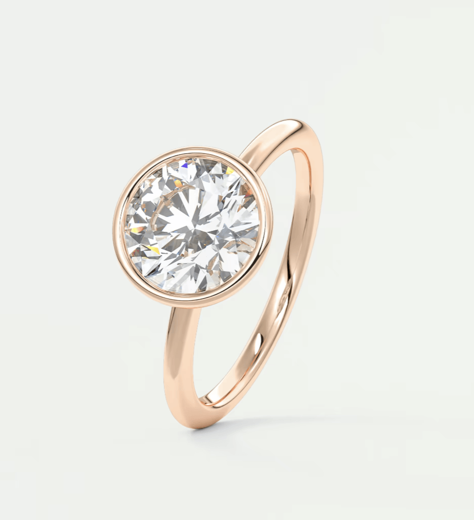 Véda Round Bezel Ring – Lab Diamond or Moissanite