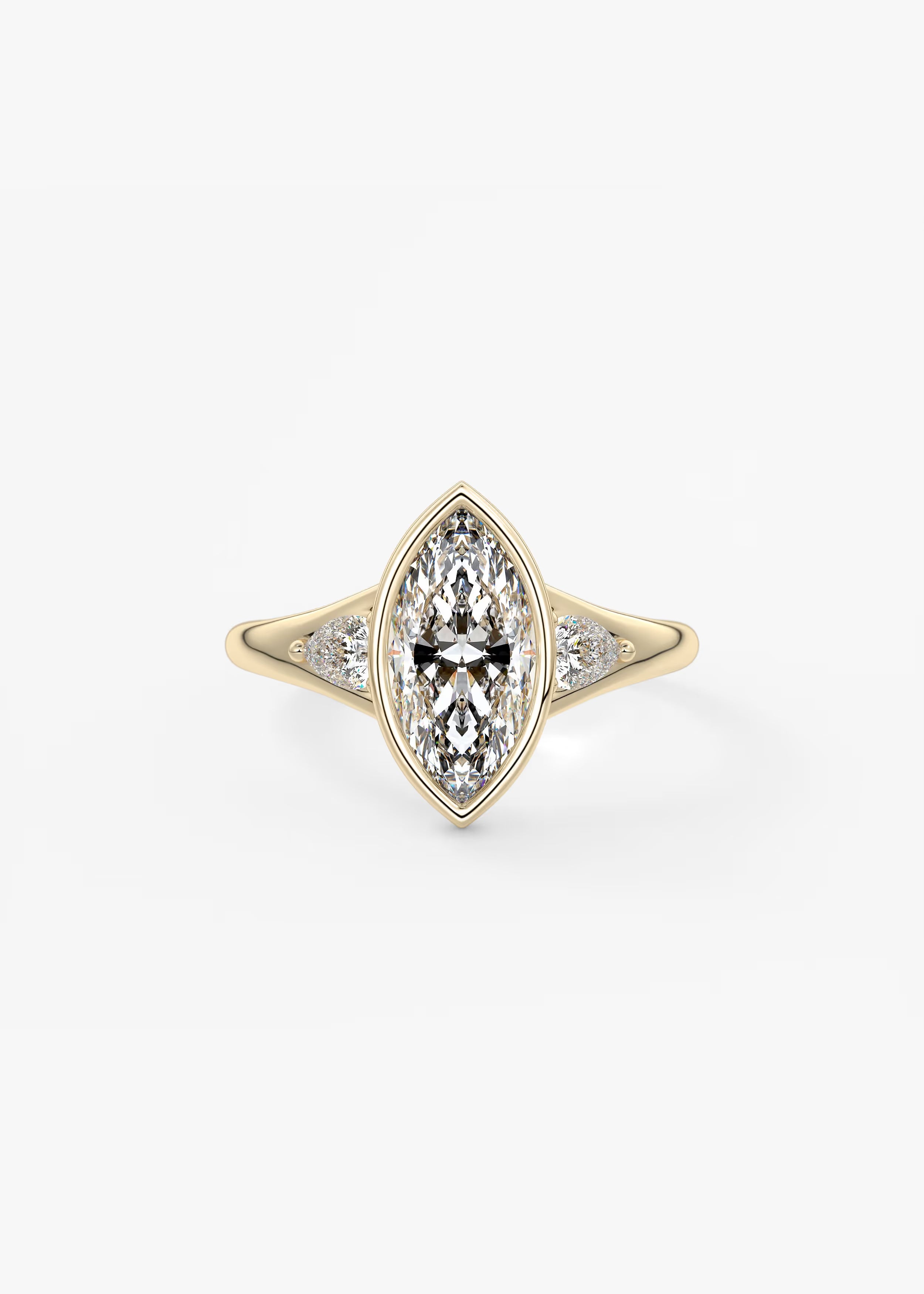 Véda Trilogy – Marquise with Pear Side Stones