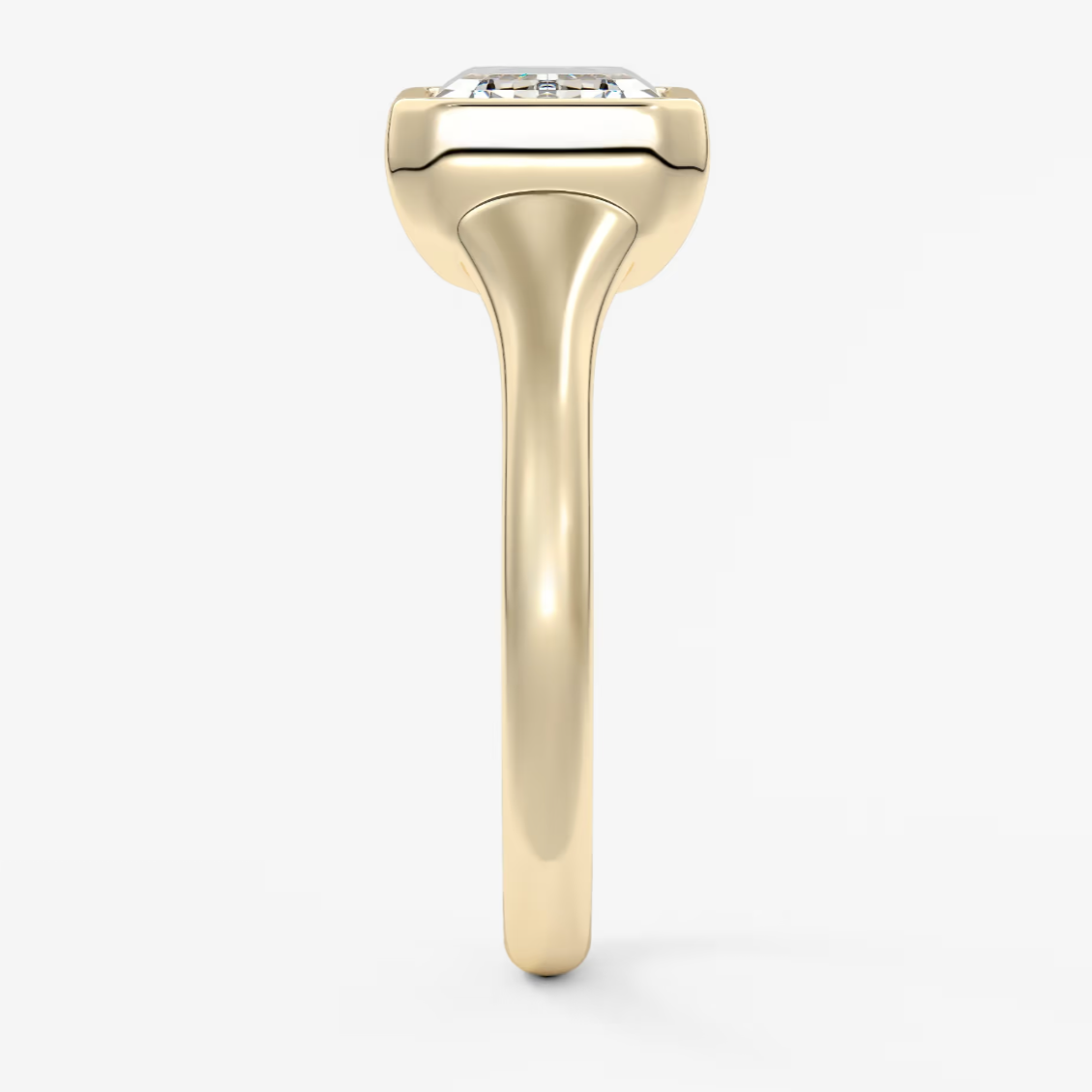 18k yellow gold engagement ring with a square diamond.