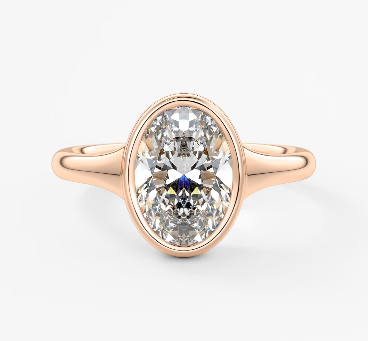 Véda Oval Bezel Ring – Lab Diamond or Moissanite