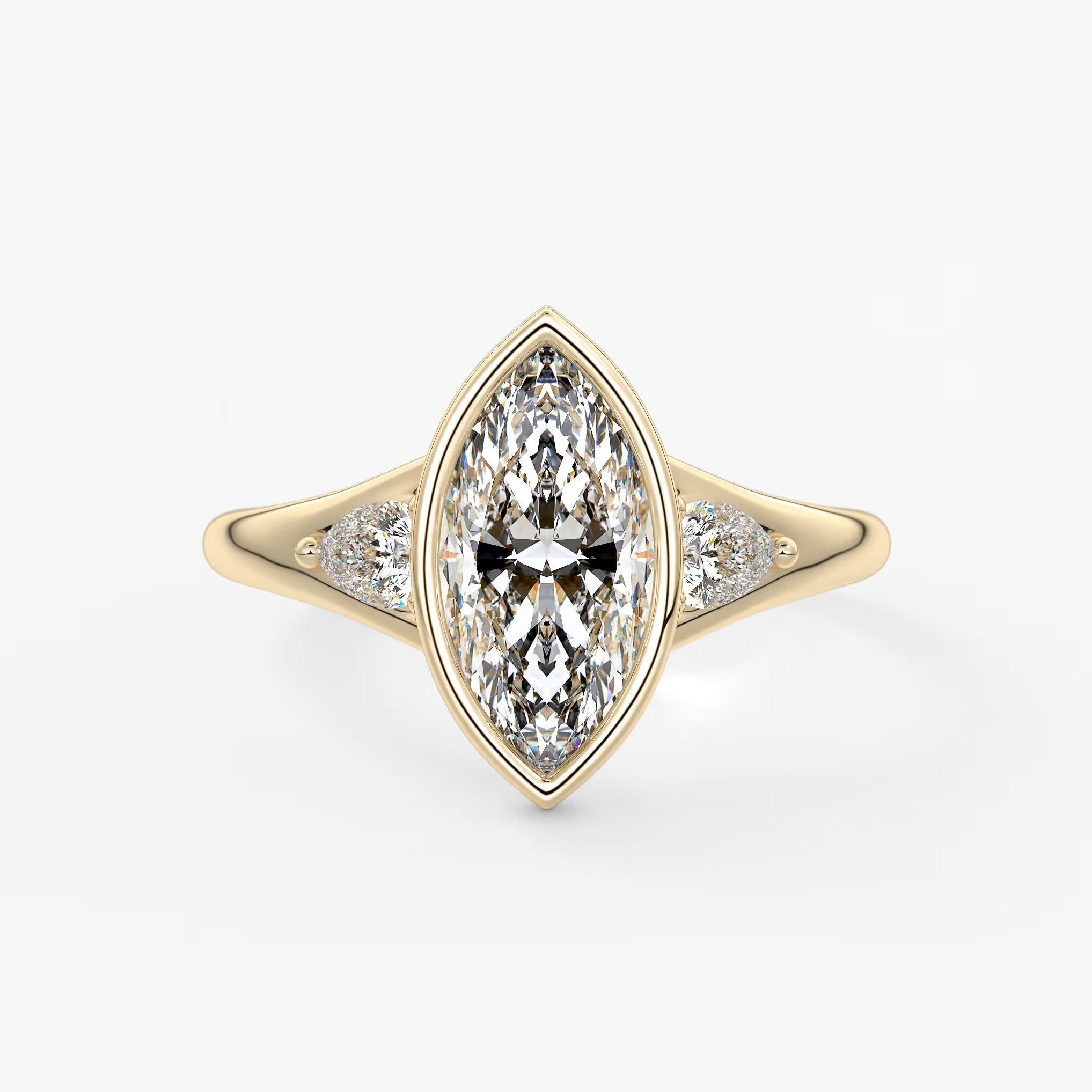 Véda trilogy – marquise with pear side stones