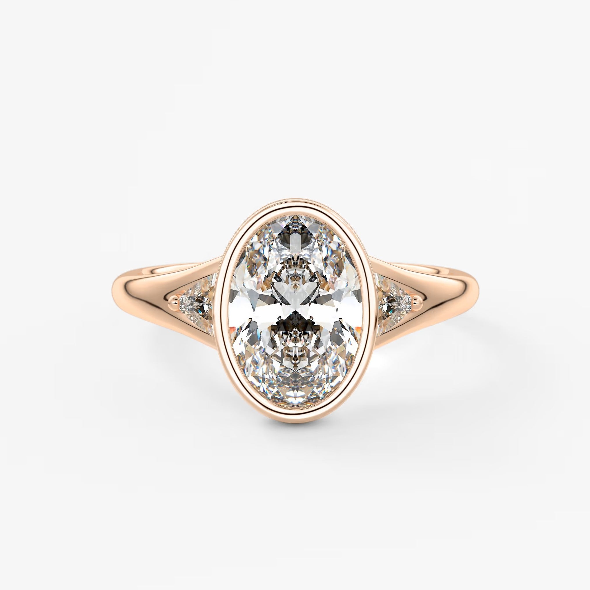Véda trilogy – oval with trillion side stones