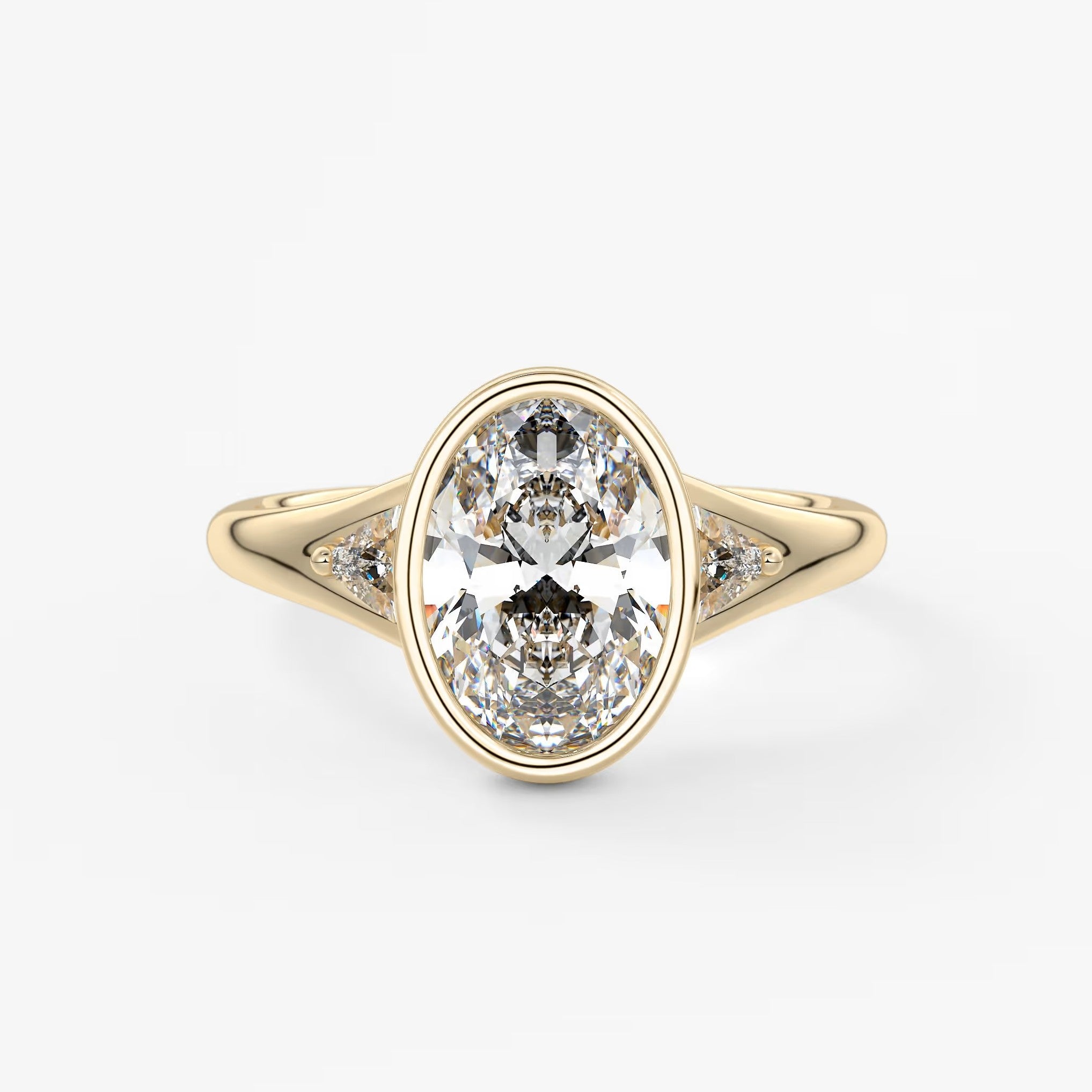 Véda trilogy – oval with trillion side stones
