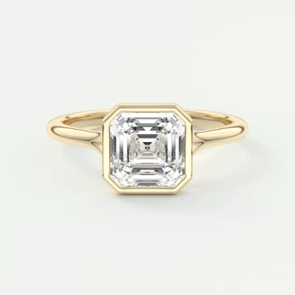 18k yellow gold asscher cut diamond engagement ring.