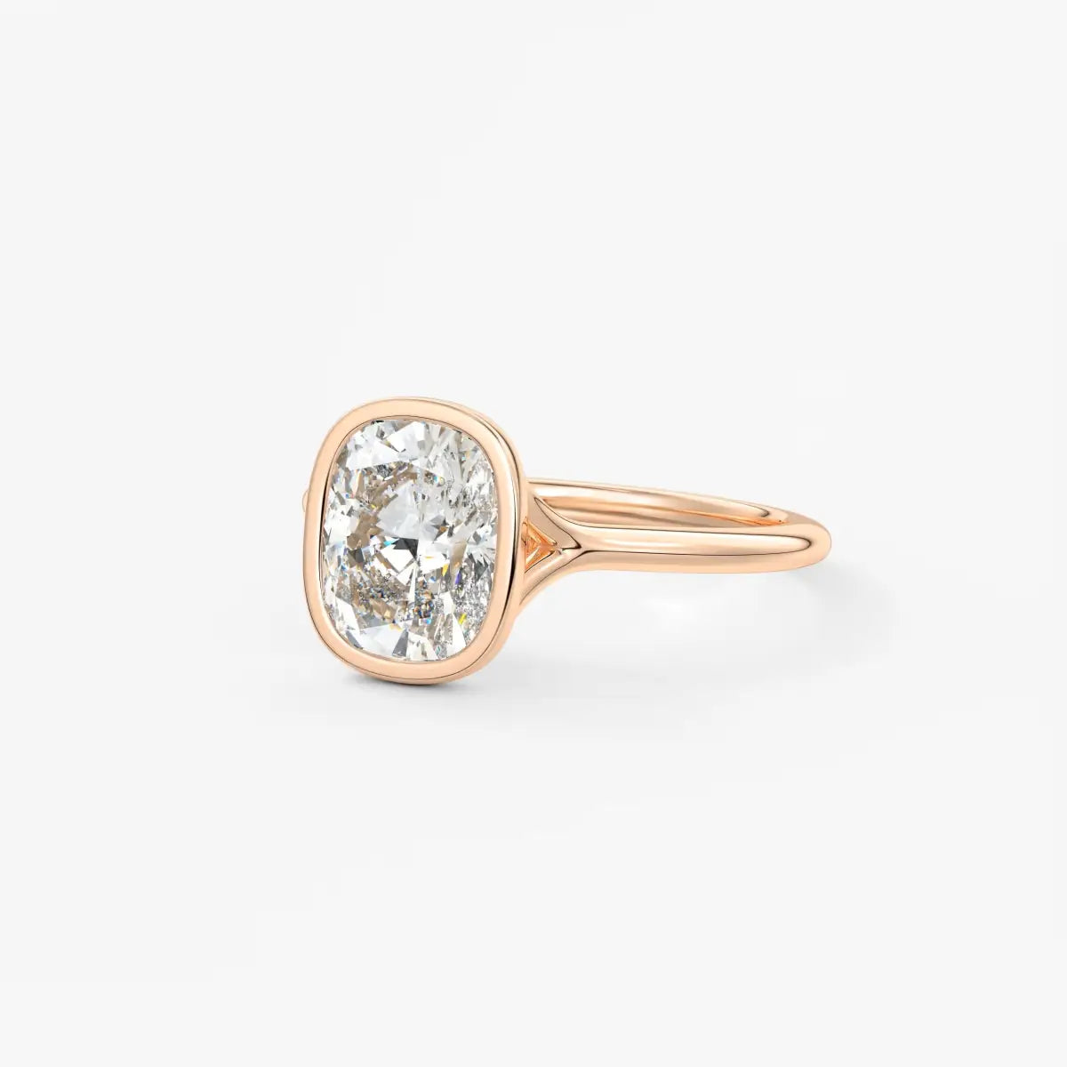 Custom made aeris elongated cushion bezel engagement ring | diamond lab