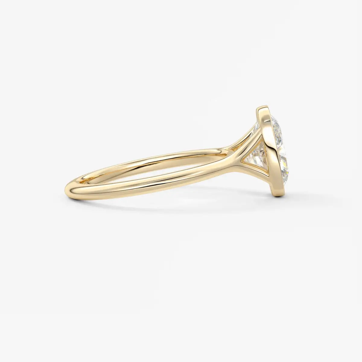 Custom made aeris elongated cushion bezel engagement ring | diamond lab