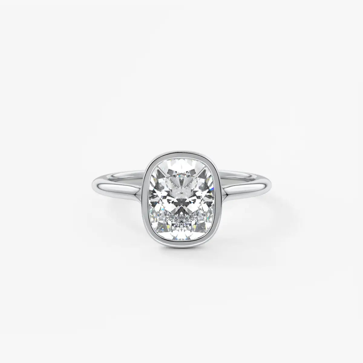 Custom made aeris elongated cushion bezel engagement ring | diamond lab