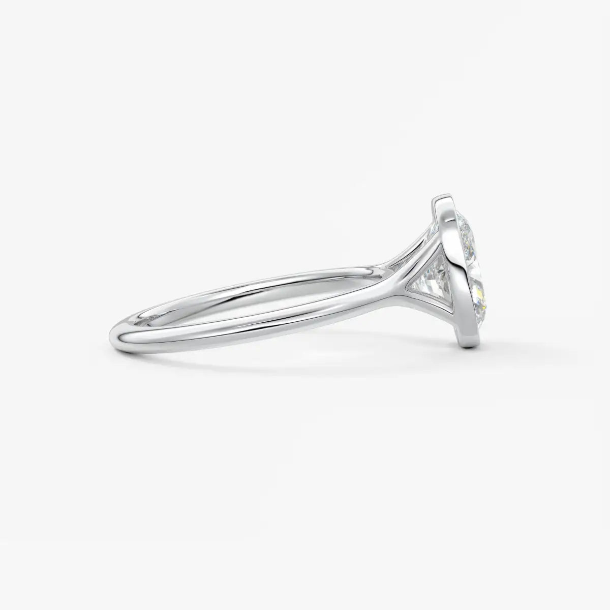 Custom made aeris elongated cushion bezel engagement ring | diamond lab