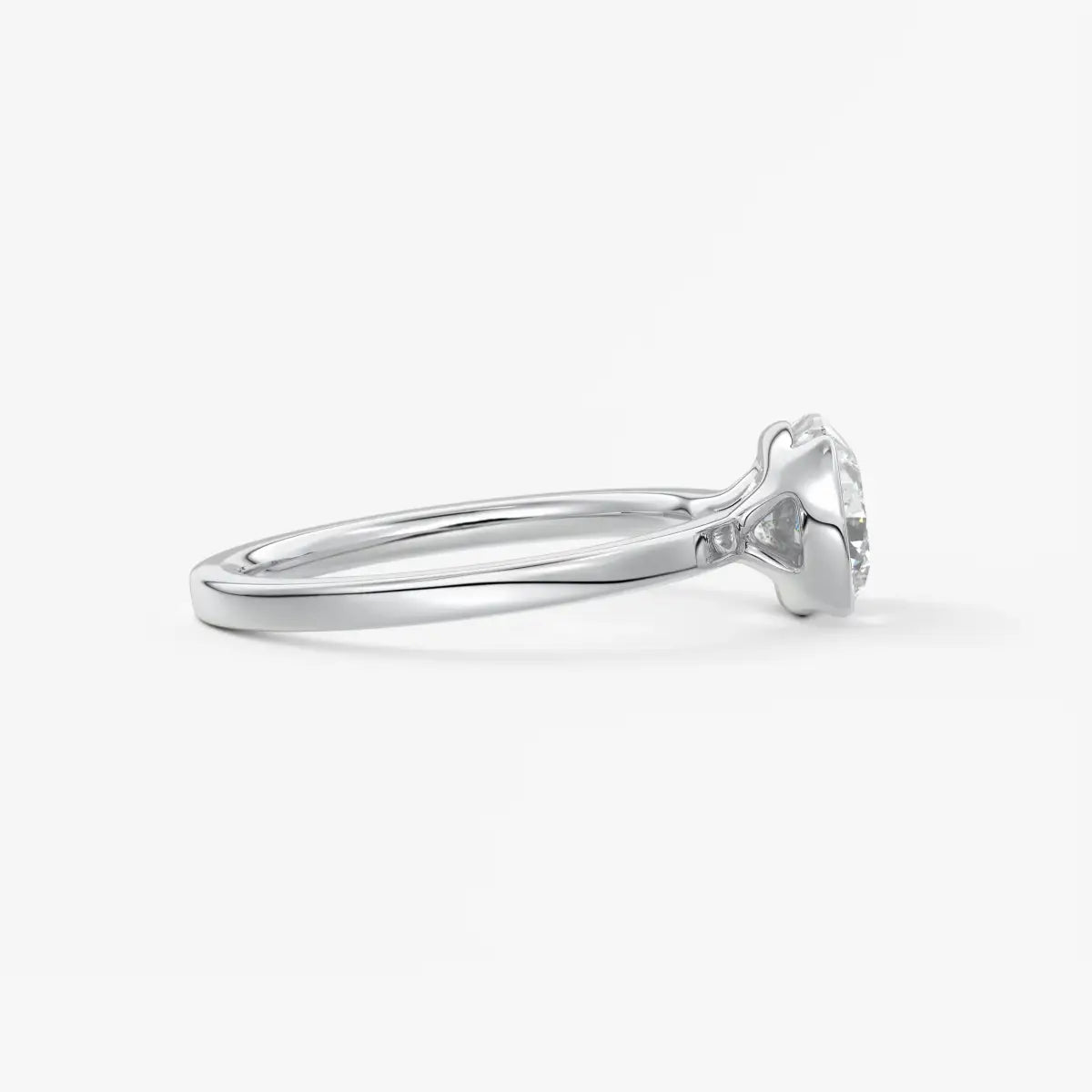 Custom made alosta cushion east-west half bezel engagement ring | lab diamond or moissanite