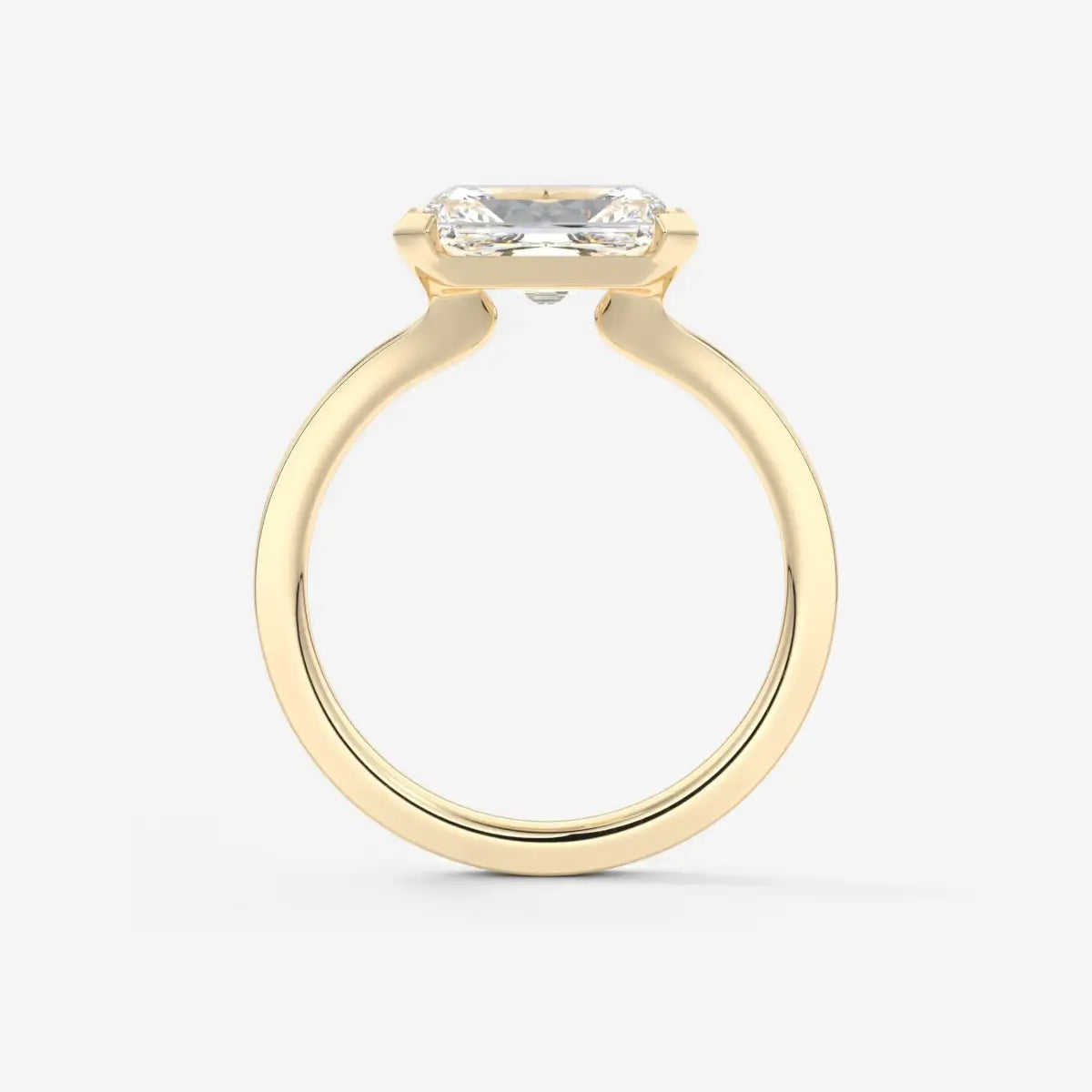 Custom made alosta radiant east-west half bezel engagement ring | lab diamond or moissanite