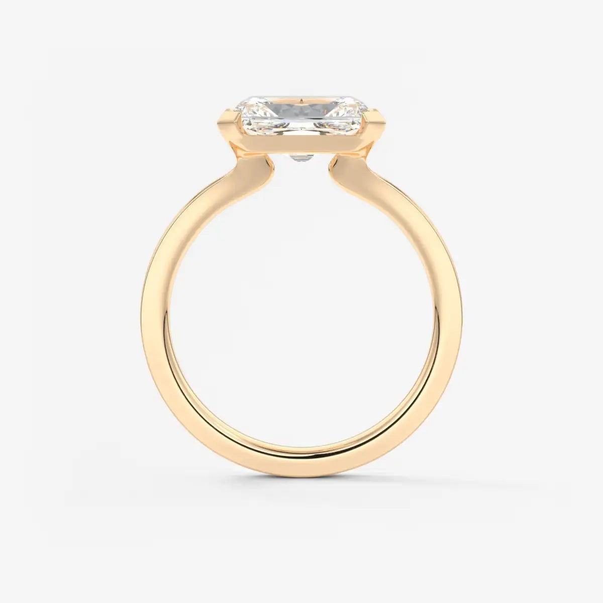 Custom made alosta radiant east-west half bezel engagement ring | lab diamond or moissanite