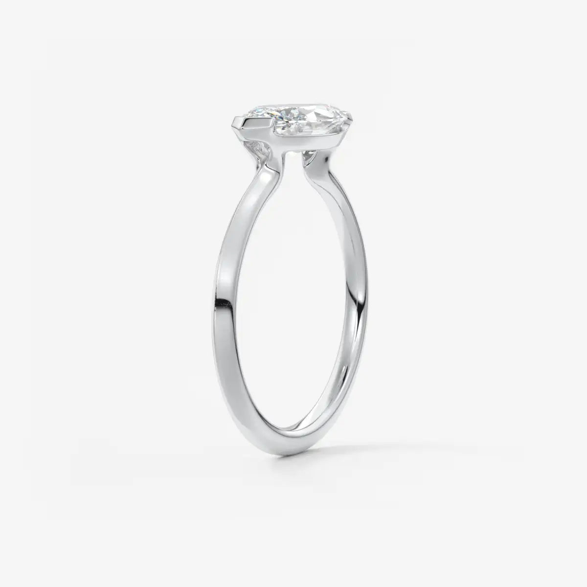 Custom made alosta marquise east-west half bezel engagement ring | lab diamond or moissanite