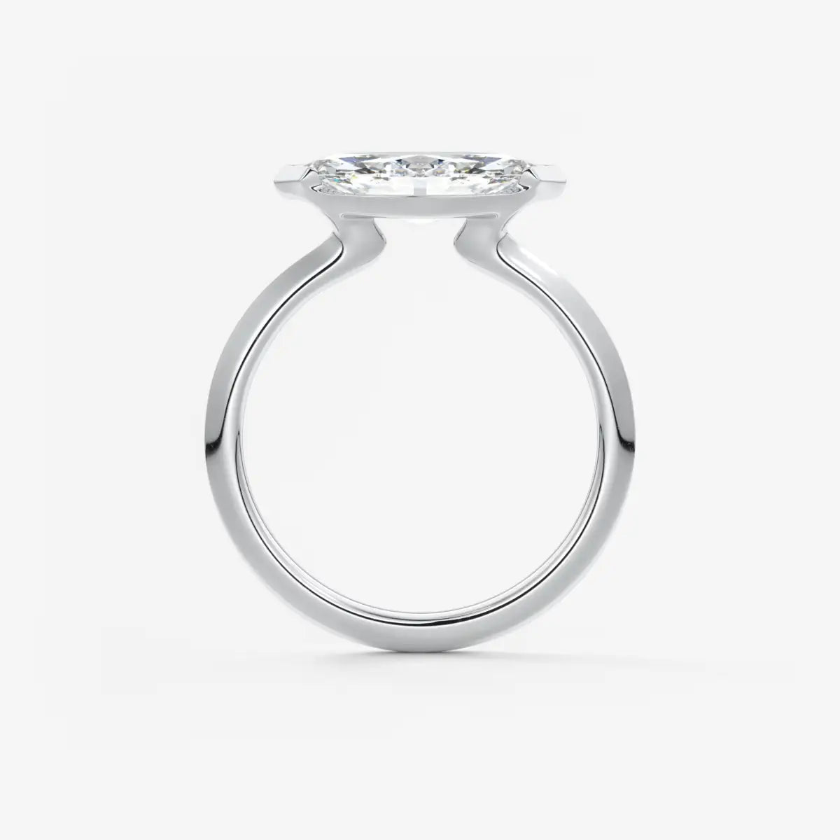 Custom made alosta marquise east-west half bezel engagement ring | lab diamond or moissanite