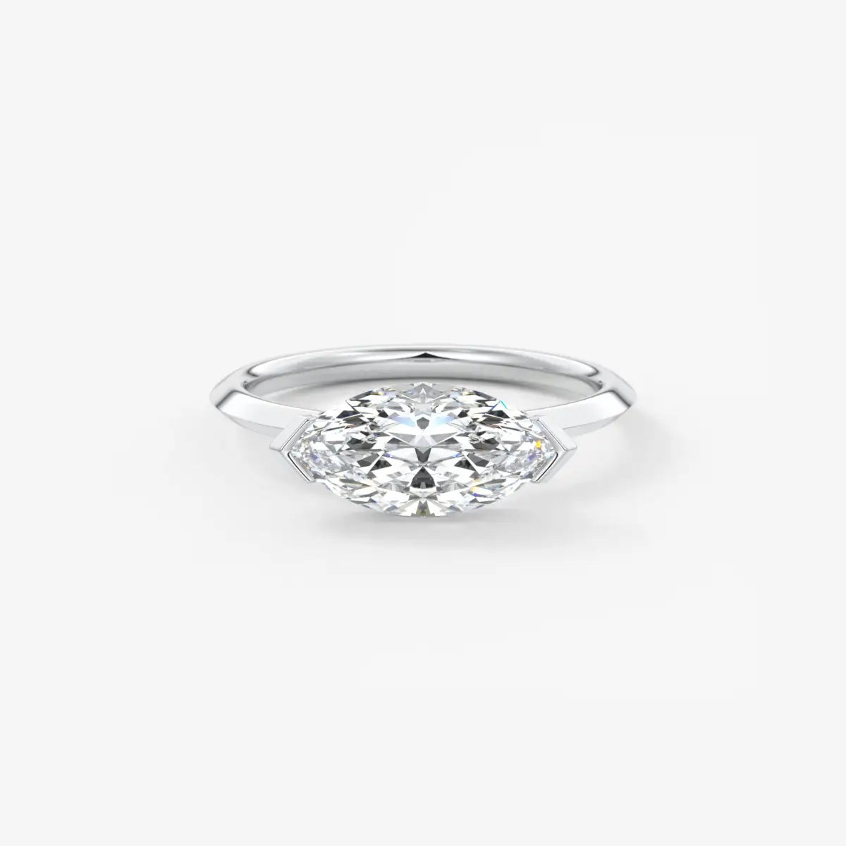 Custom made alosta marquise east-west half bezel engagement ring | lab diamond or moissanite