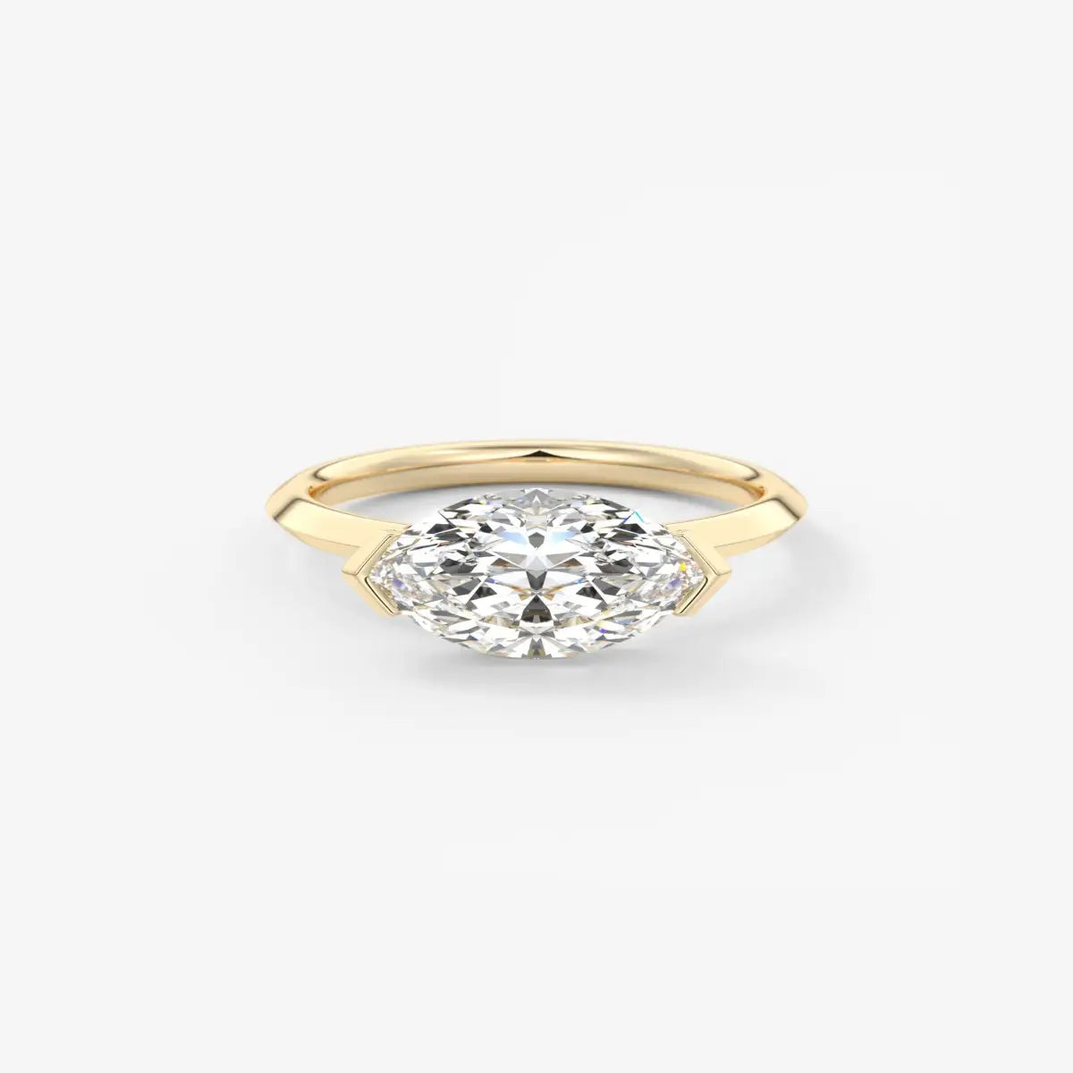 Custom made alosta marquise east-west half bezel engagement ring | lab diamond or moissanite