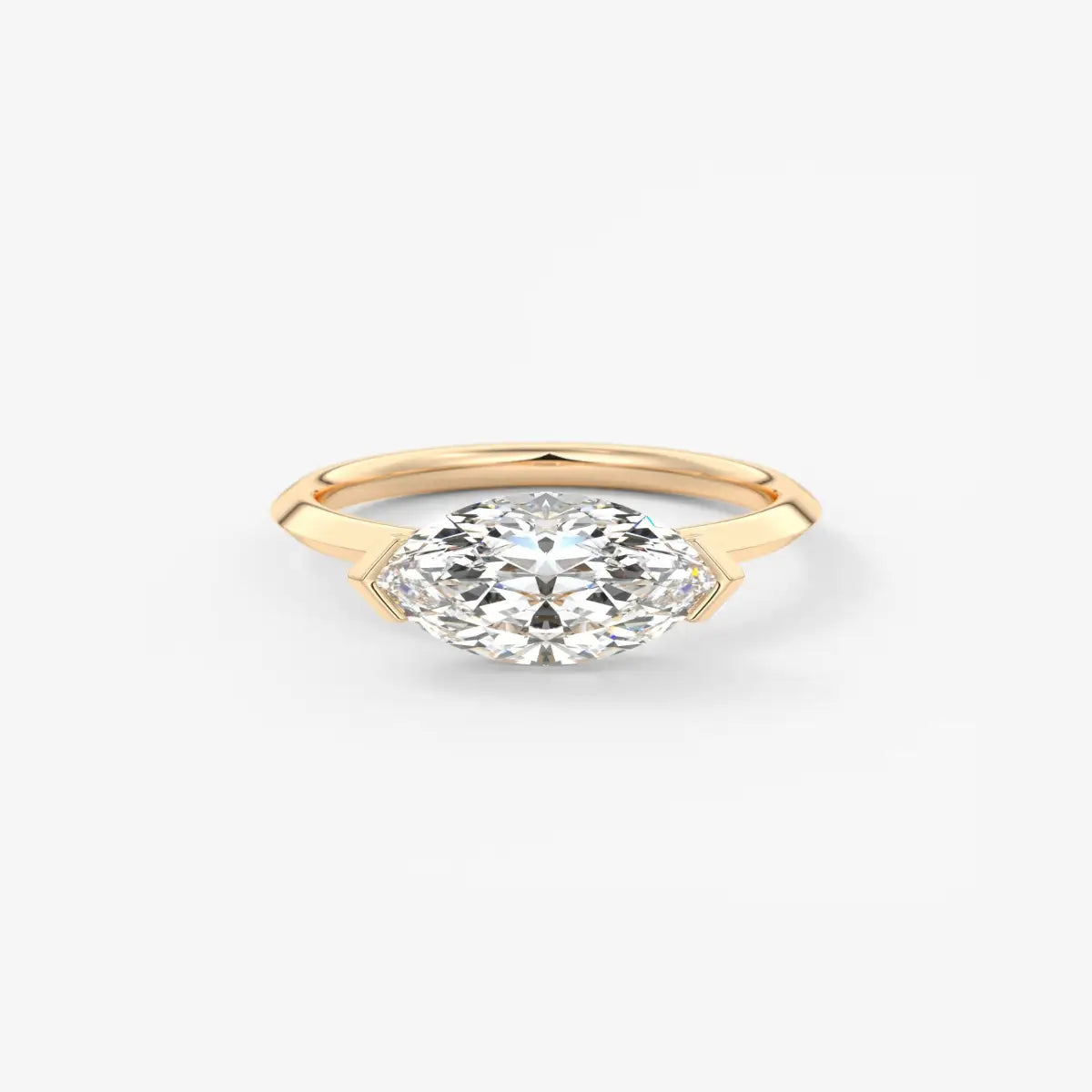 Custom made alosta marquise east-west half bezel engagement ring | lab diamond or moissanite