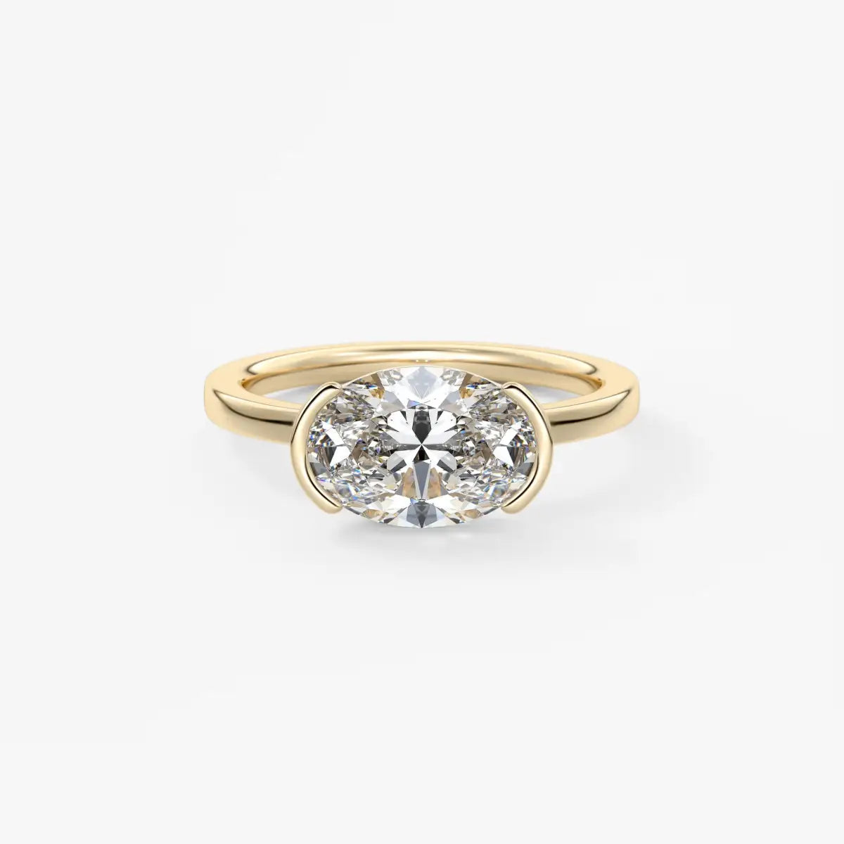 Custom made alosta oval east-west half bezel ring | lab diamond or moissanite