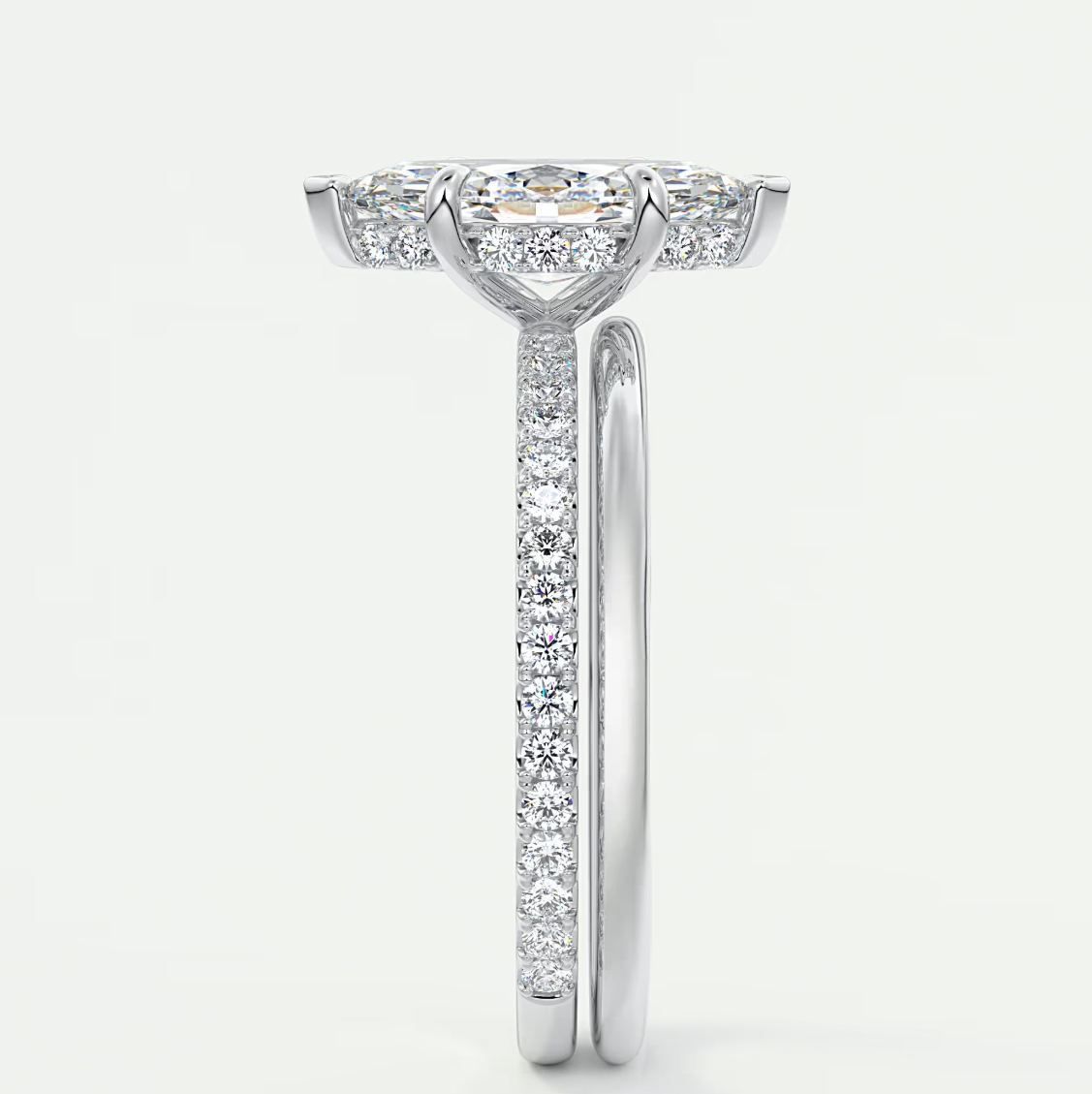 Custom made amelie marquise hidden halo engagement ring | diamond lab