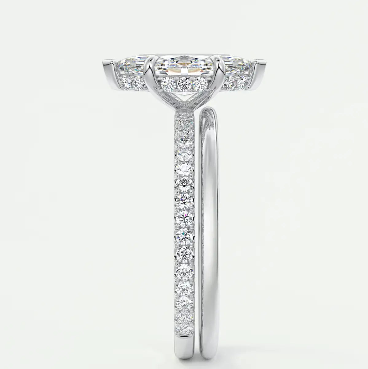 Custom made amelie marquise hidden halo engagement ring | diamond lab