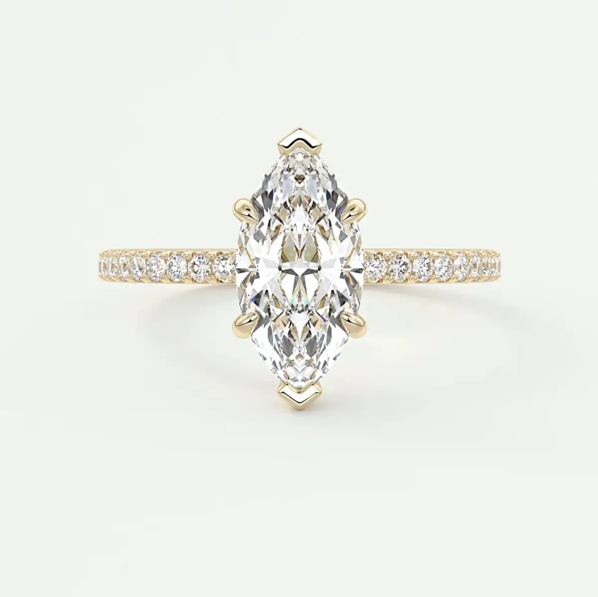 Custom made amelie marquise hidden halo engagement ring | diamond lab