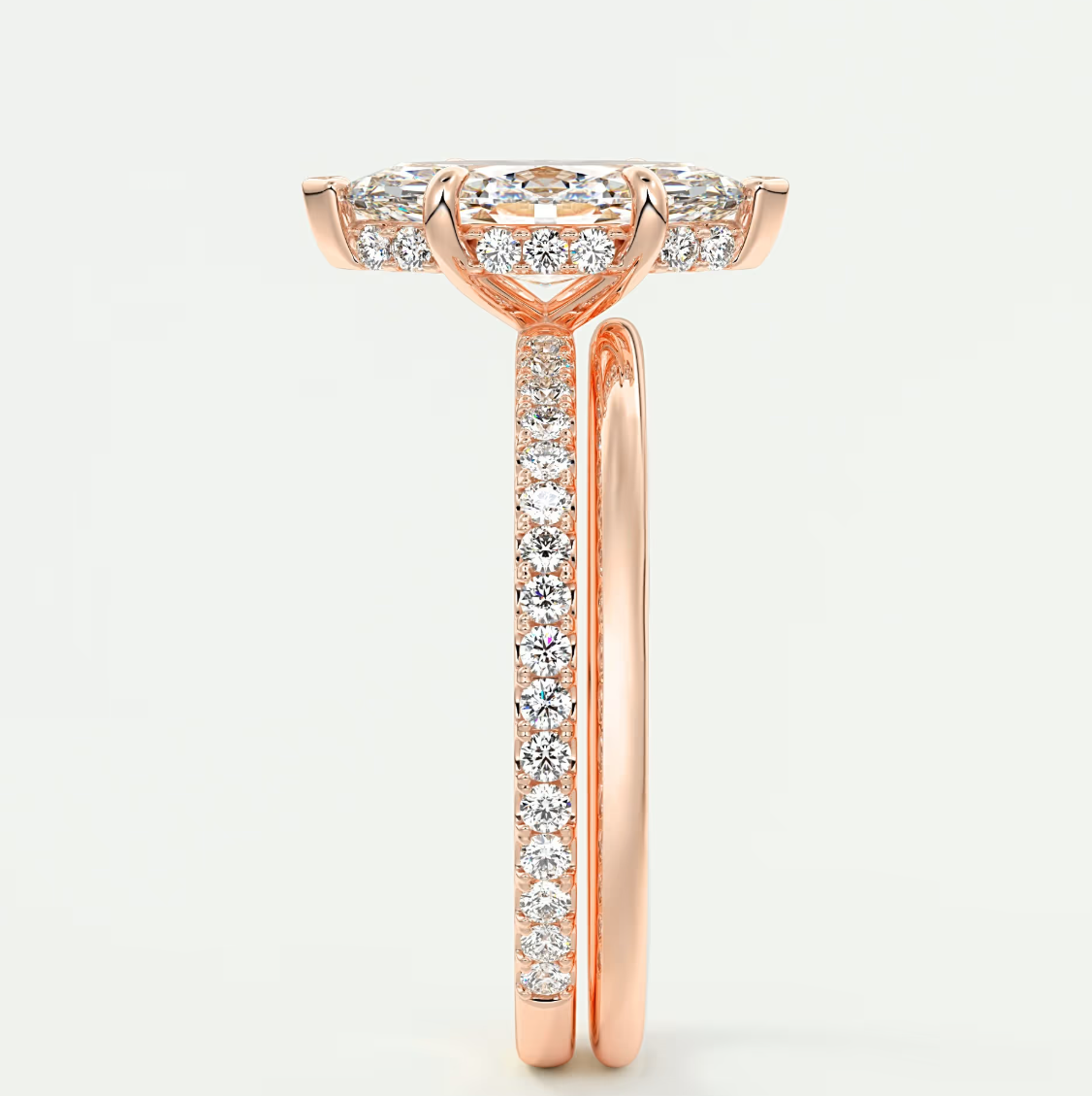 Custom made amelie marquise hidden halo engagement ring | diamond lab