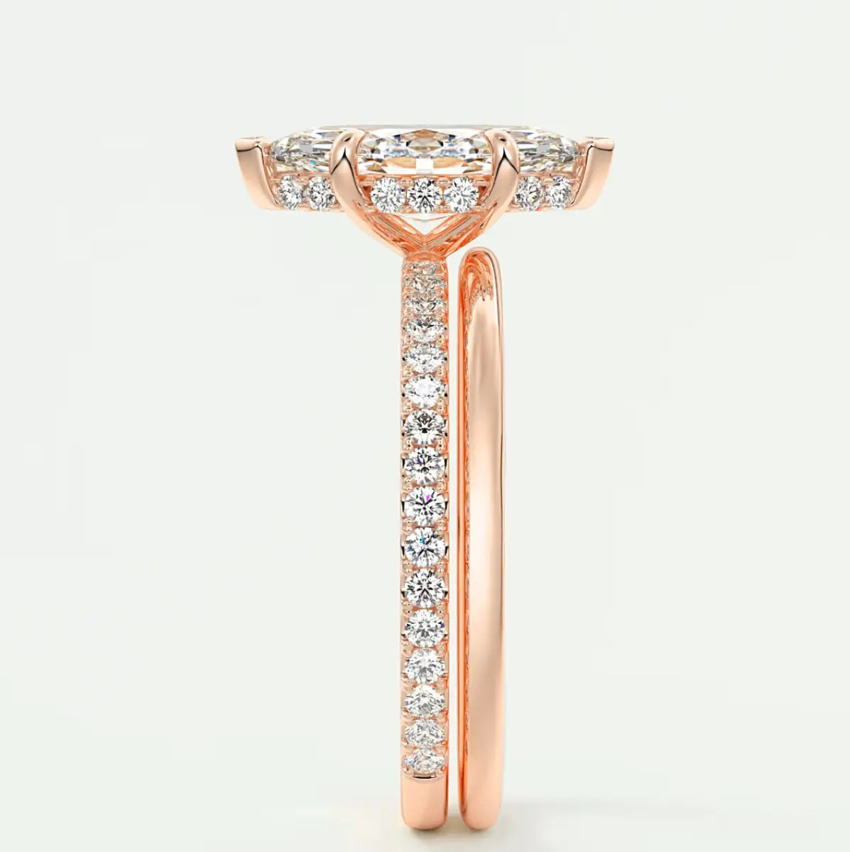 Custom made amelie marquise hidden halo engagement ring | diamond lab