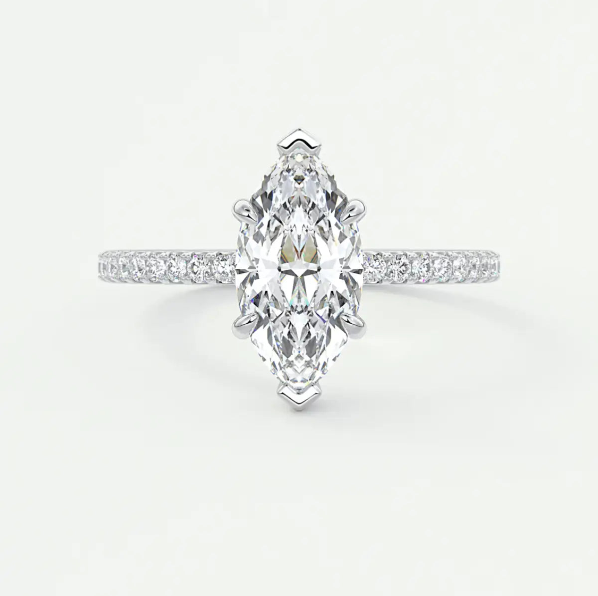 Custom made amelie marquise hidden halo engagement ring | diamond lab