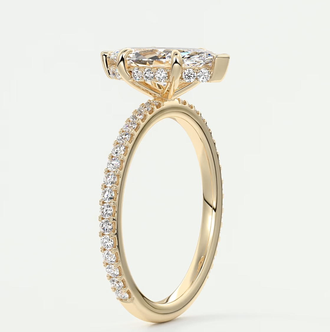 Custom made amelie marquise hidden halo engagement ring | diamond lab