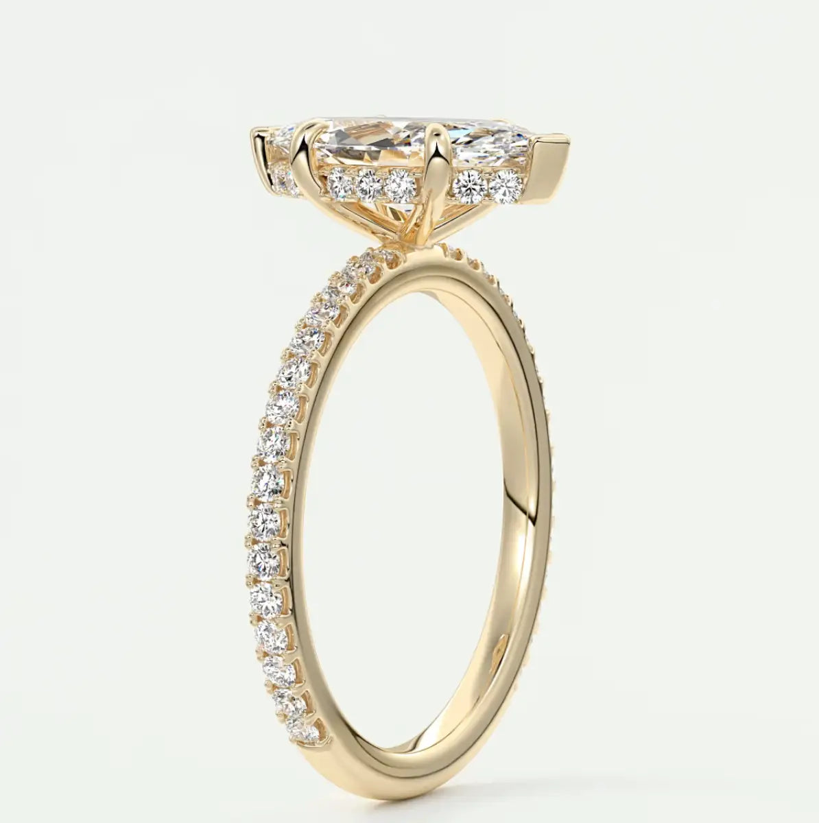 Custom made amelie marquise hidden halo engagement ring | diamond lab