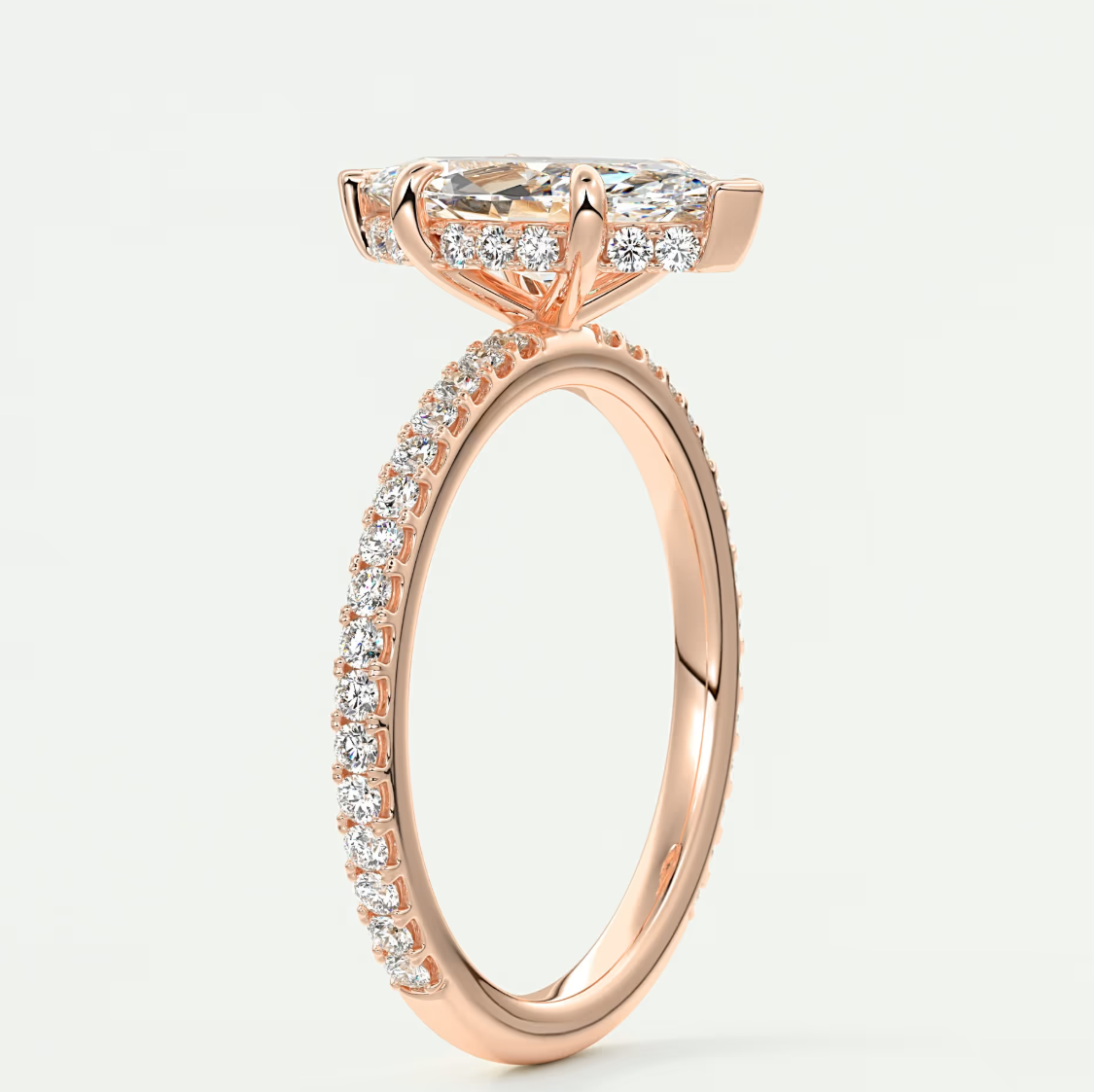 Custom made amelie marquise hidden halo engagement ring | diamond lab