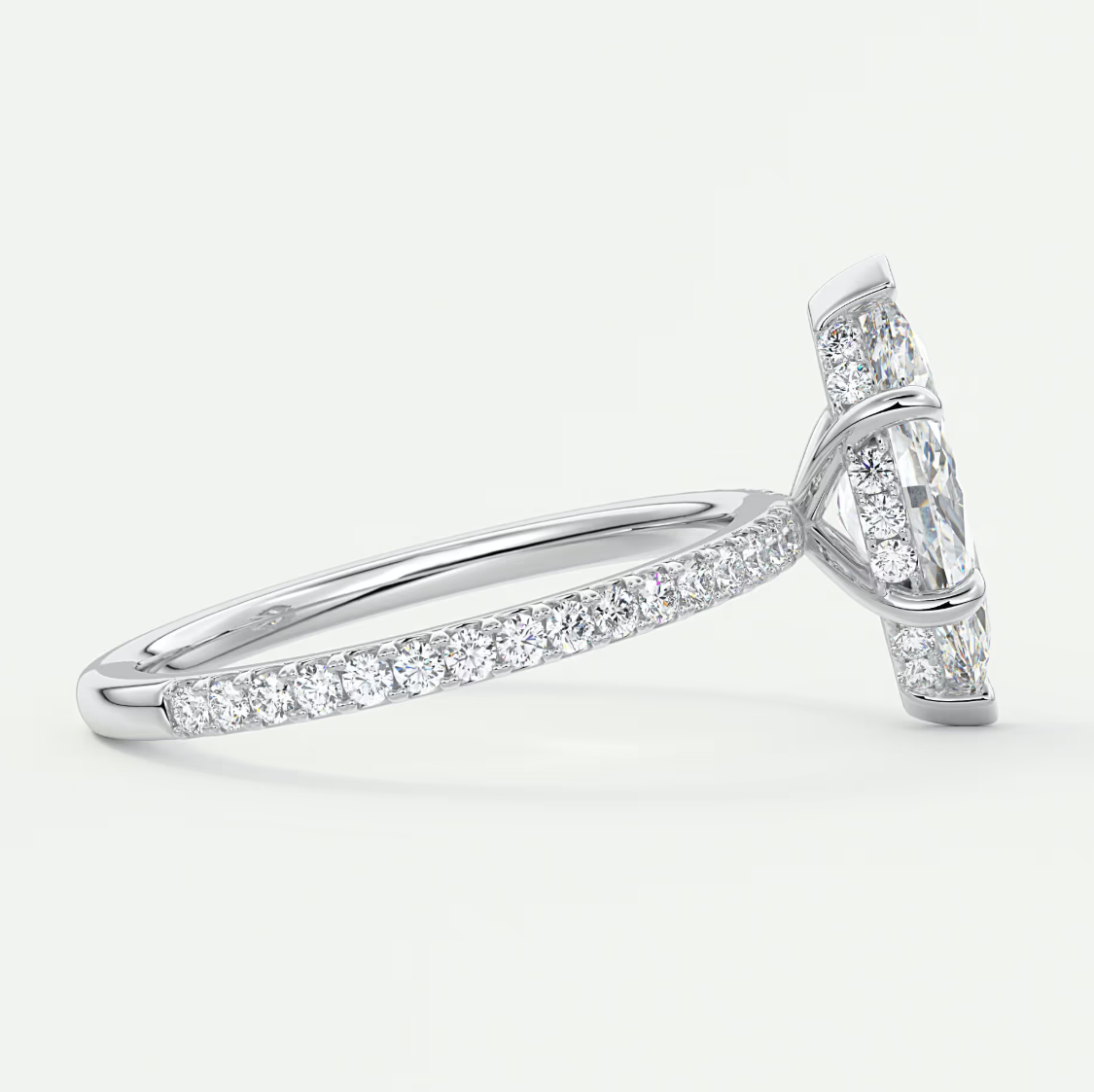 Custom made amelie marquise hidden halo engagement ring | diamond lab