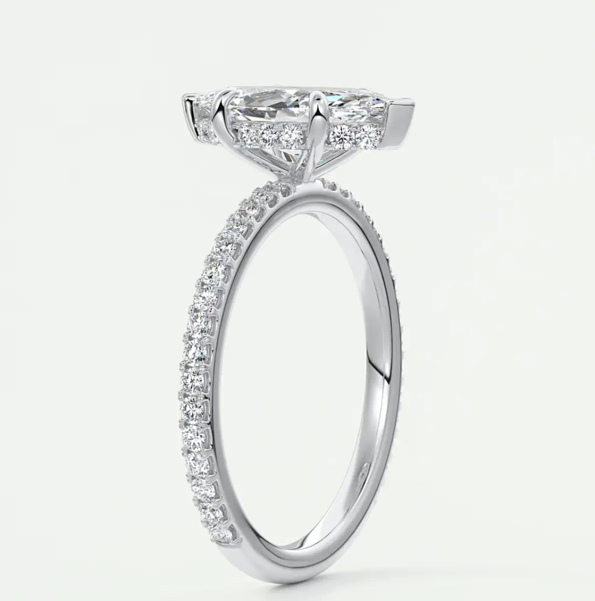 Custom made amelie marquise hidden halo engagement ring | diamond lab