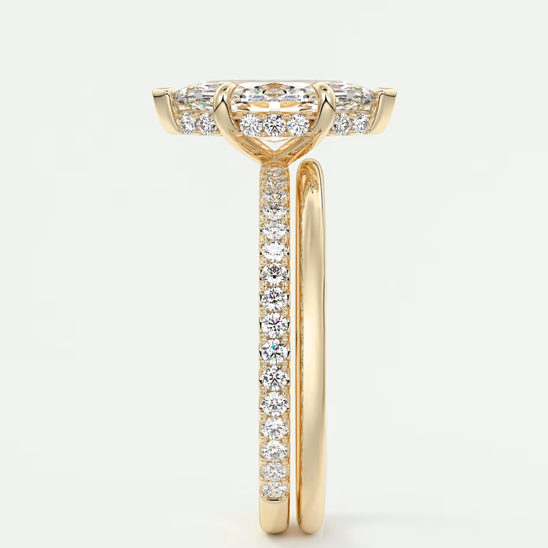Custom made amelie marquise hidden halo engagement ring | diamond lab