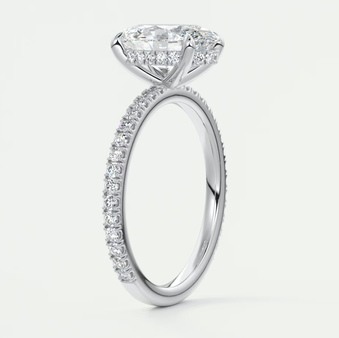 Custom made amelie oval hidden halo engagement ring | diamond lab