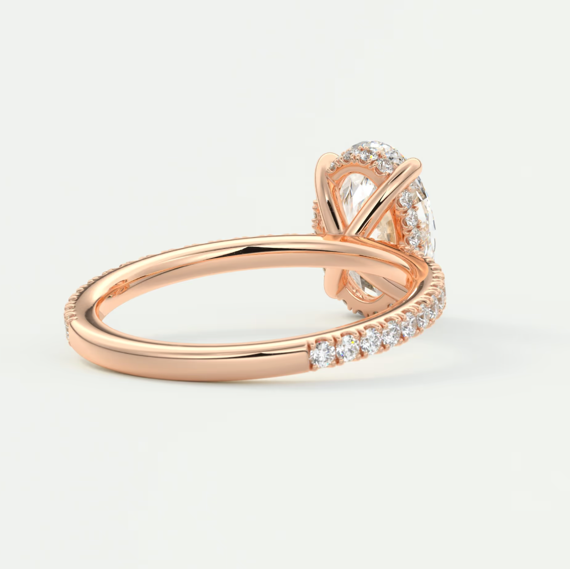 Custom made amelie oval hidden halo engagement ring | diamond lab