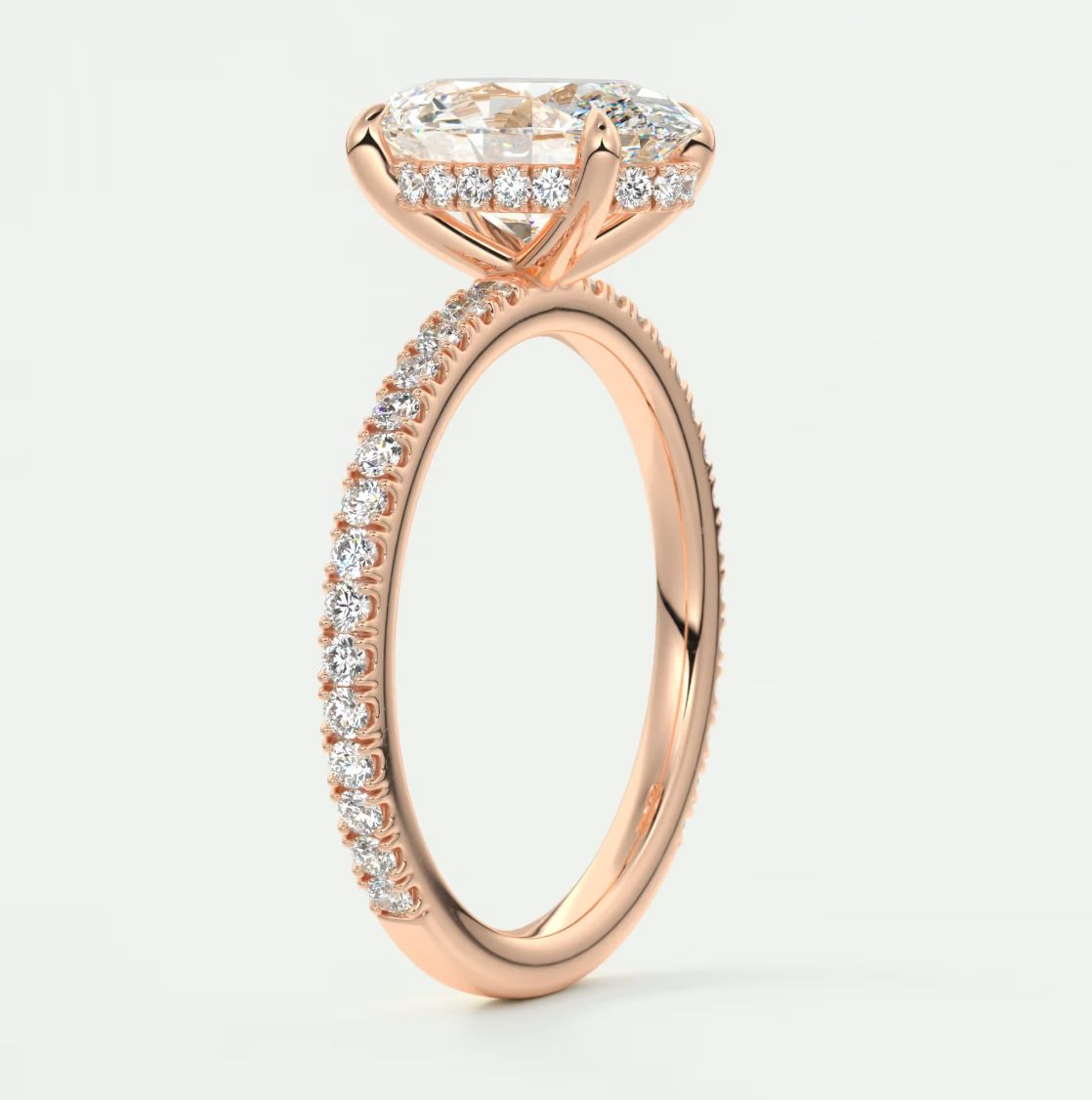 Custom made amelie oval hidden halo engagement ring | diamond lab