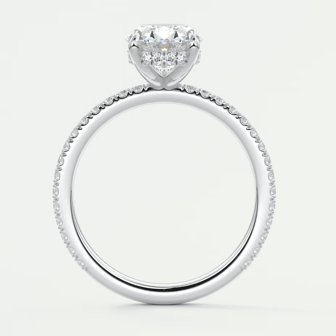 Custom made amelie oval hidden halo engagement ring | diamond lab