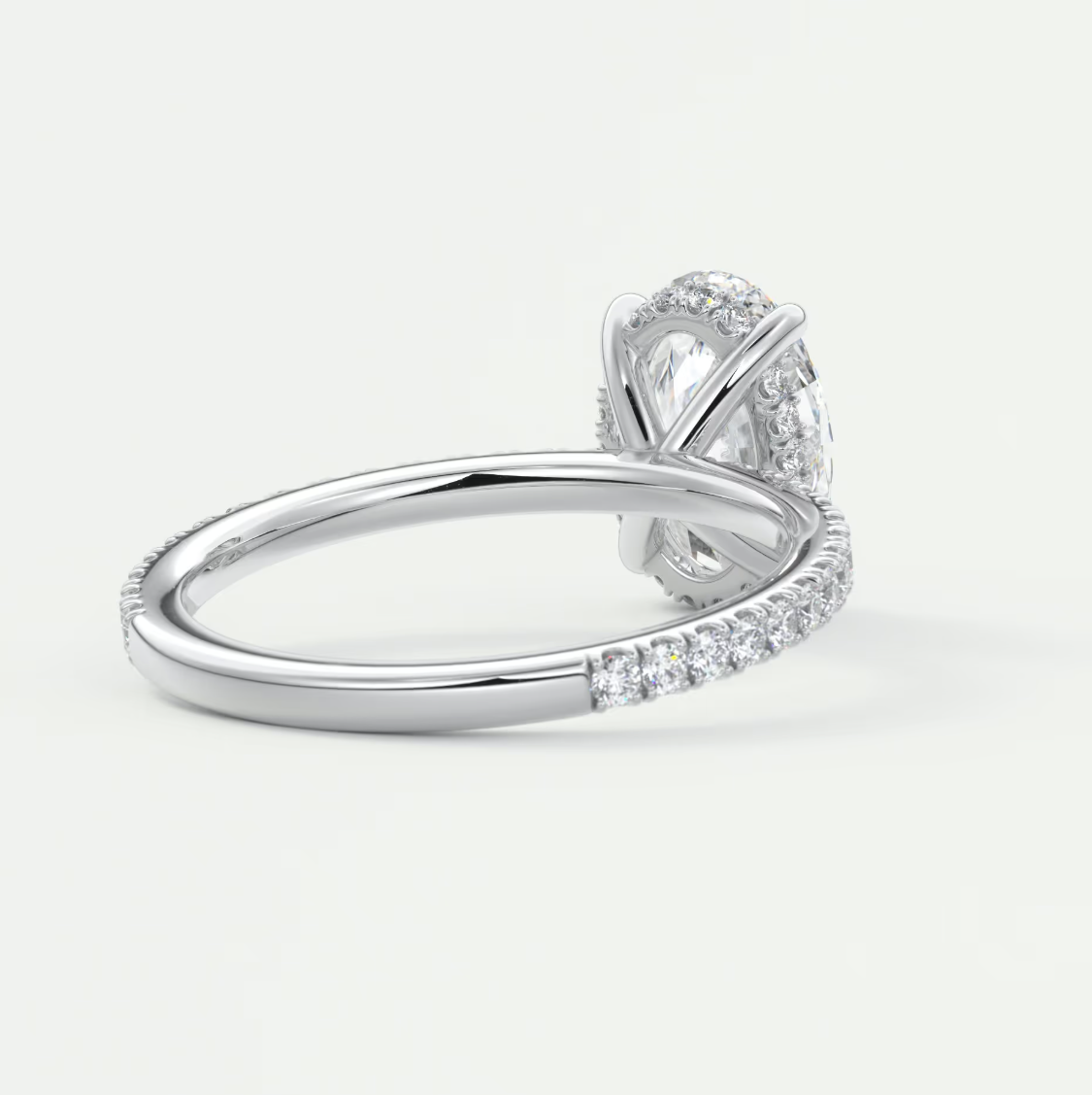 Custom made amelie oval hidden halo engagement ring | diamond lab