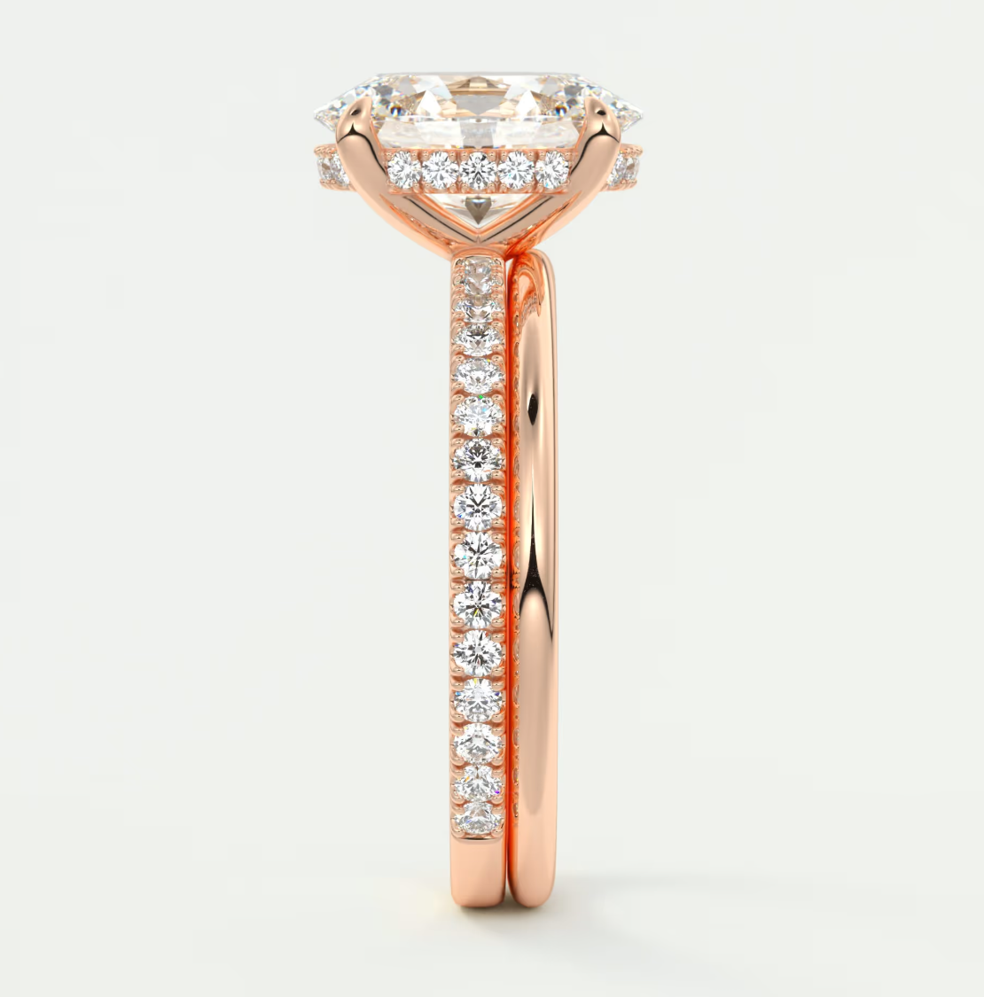 Custom made amelie oval hidden halo engagement ring | diamond lab