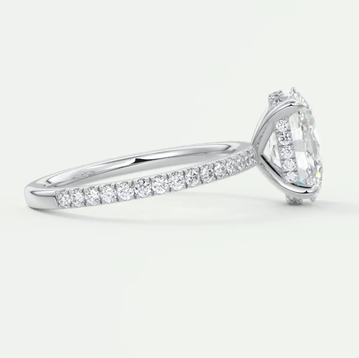 Custom made amelie oval hidden halo engagement ring | diamond lab