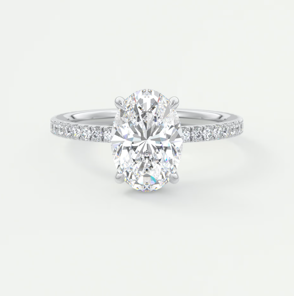Custom made amelie oval hidden halo engagement ring | diamond lab