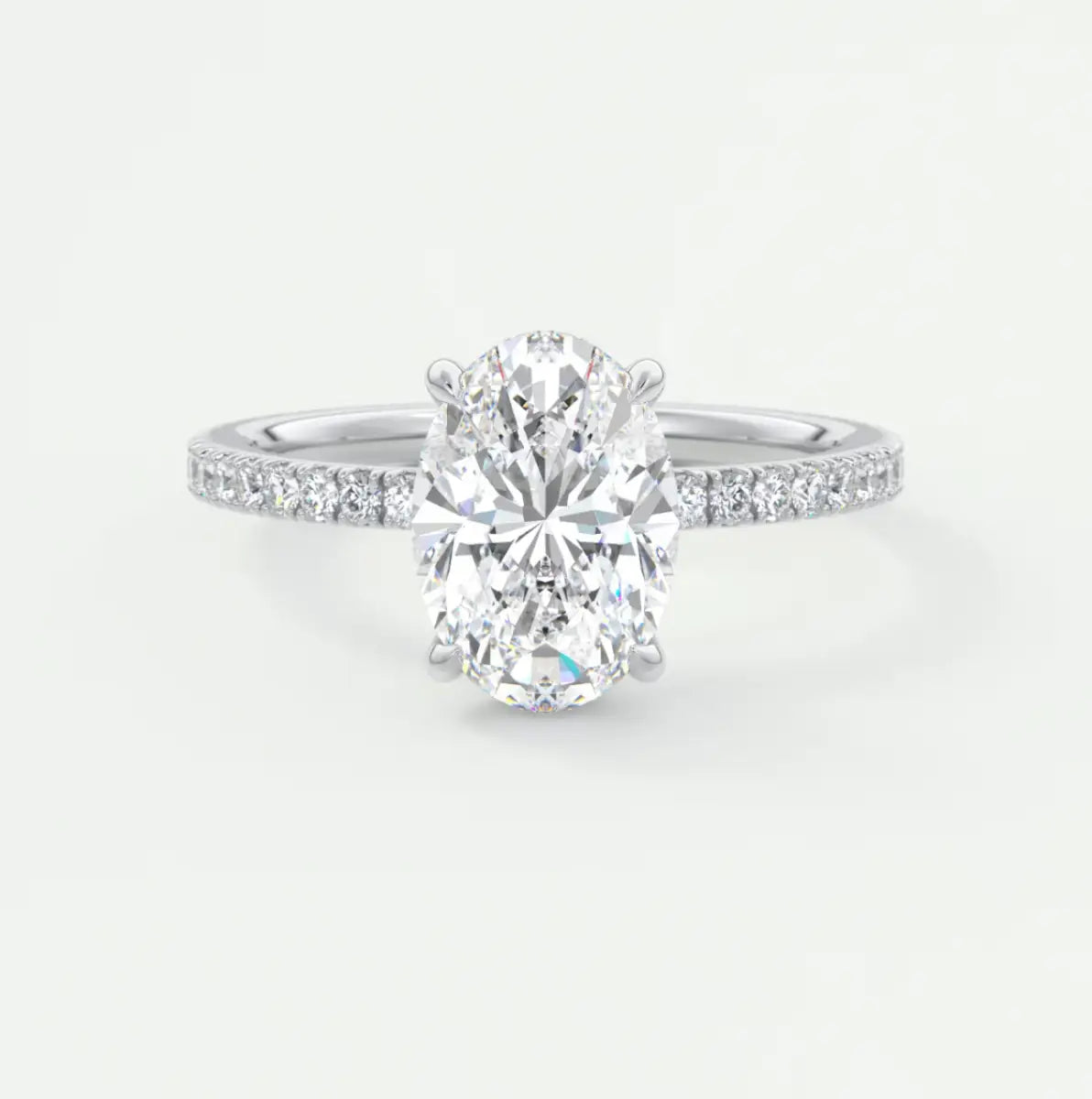 Custom made amelie oval hidden halo engagement ring | diamond lab