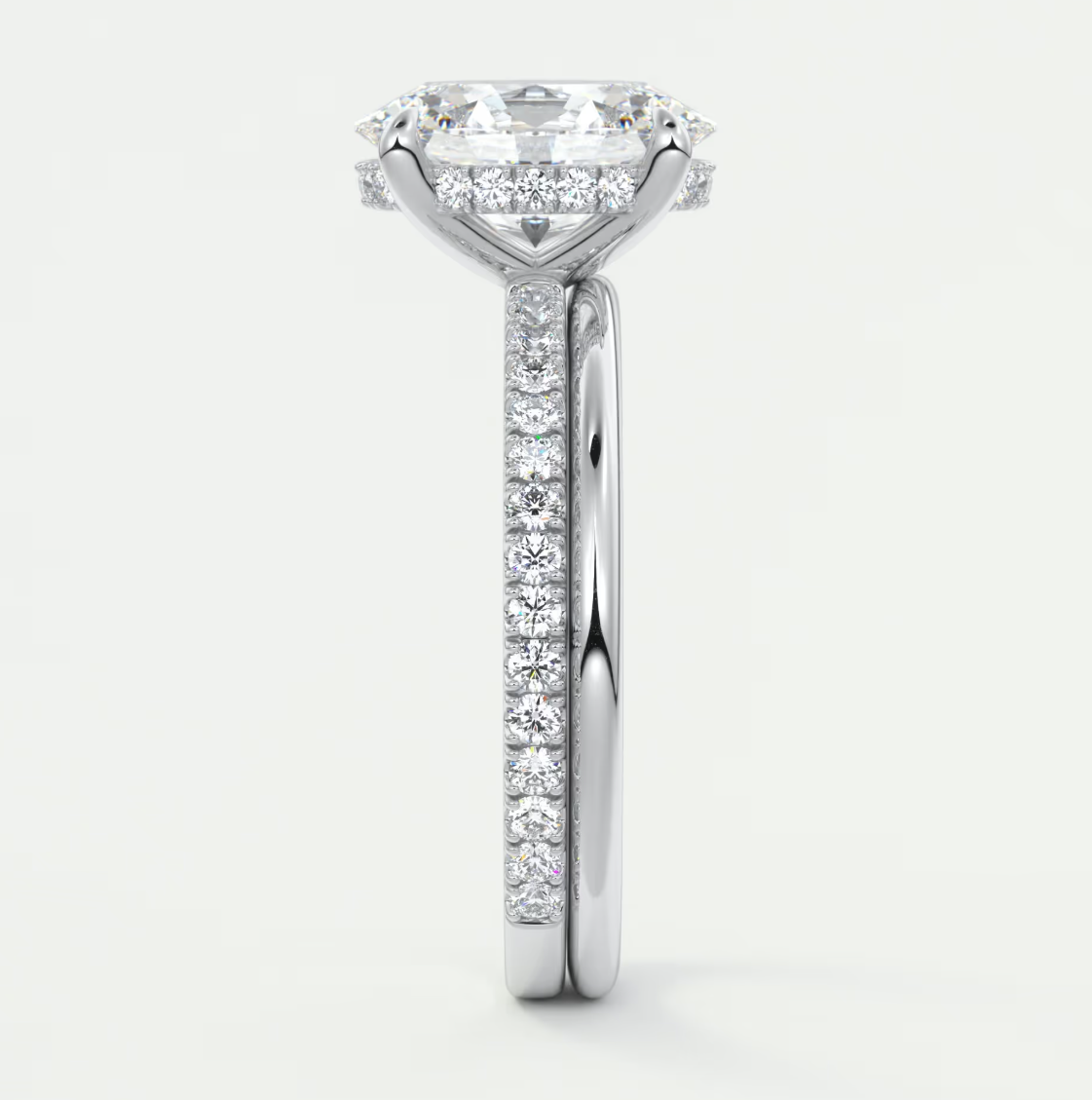 Custom made amelie oval hidden halo engagement ring | diamond lab