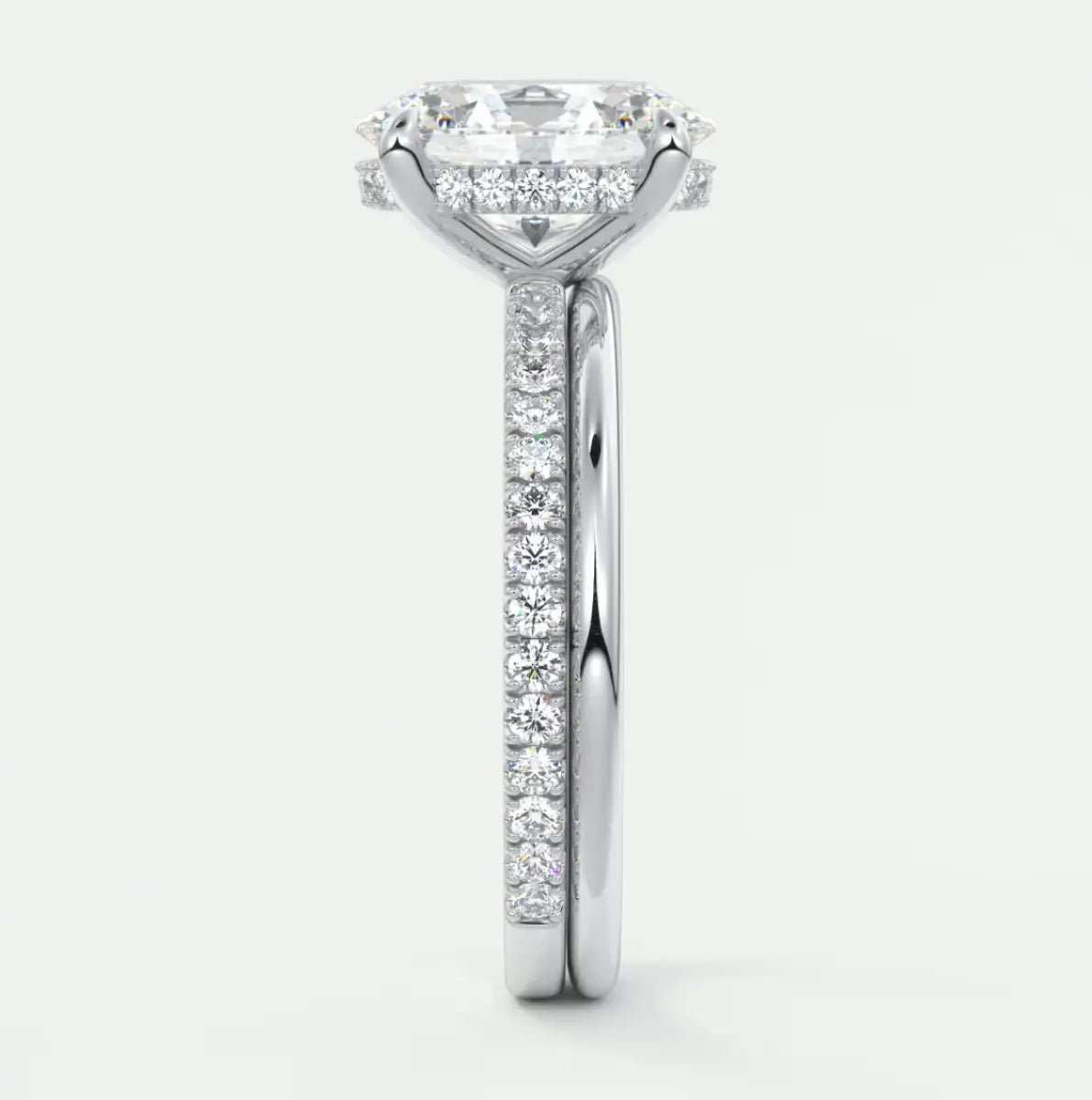 Custom made amelie oval hidden halo engagement ring | diamond lab